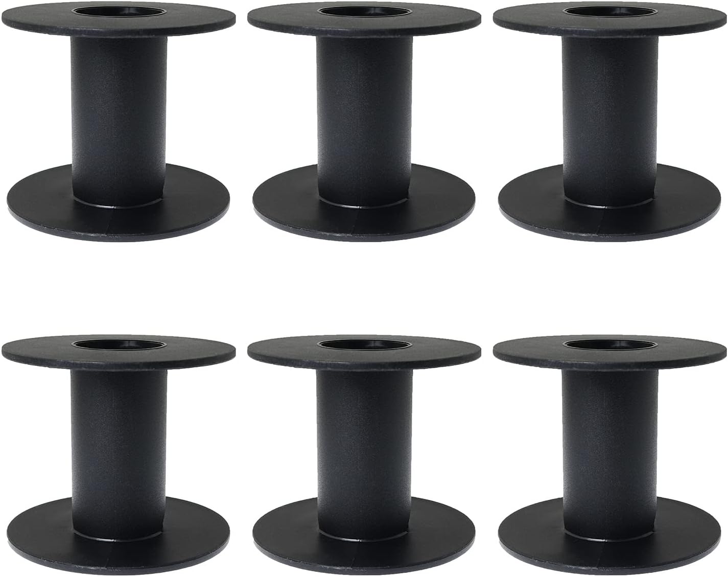 Plastic Spool RLECS 6pcs 71mm Black Bobbin Empty Spools for Embroidery Thread, Yarn, Ribbon, Crafts and Sewing