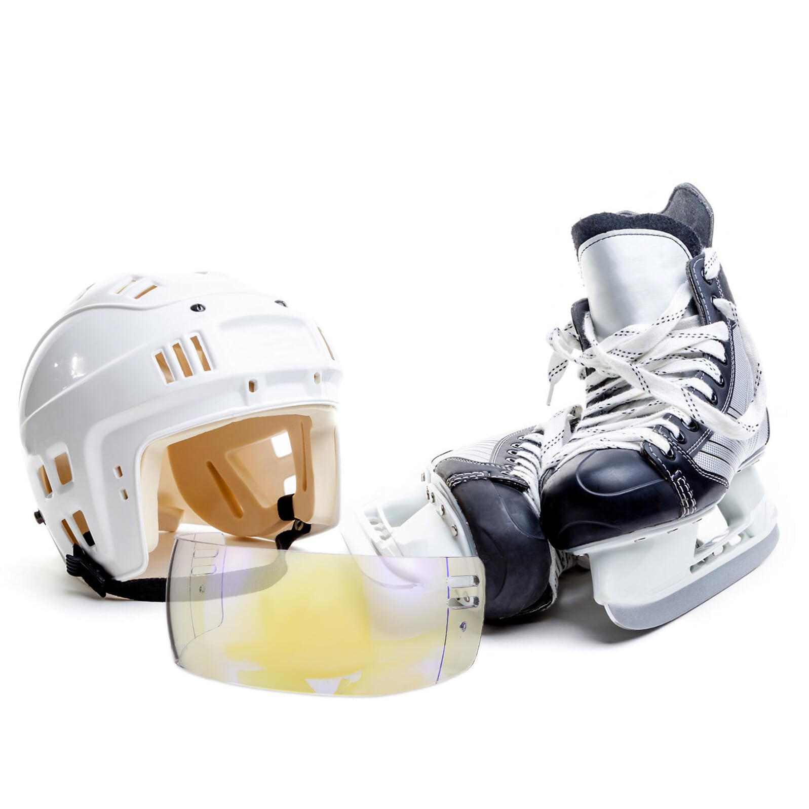 Visière de Hockey Anti-buée Anti-Rayures en PC pour Casque | Demi-bouclier Teinté, Protection Oculaire Complète, Ajustement Sûr et Léger pour Jeunes et Adultes