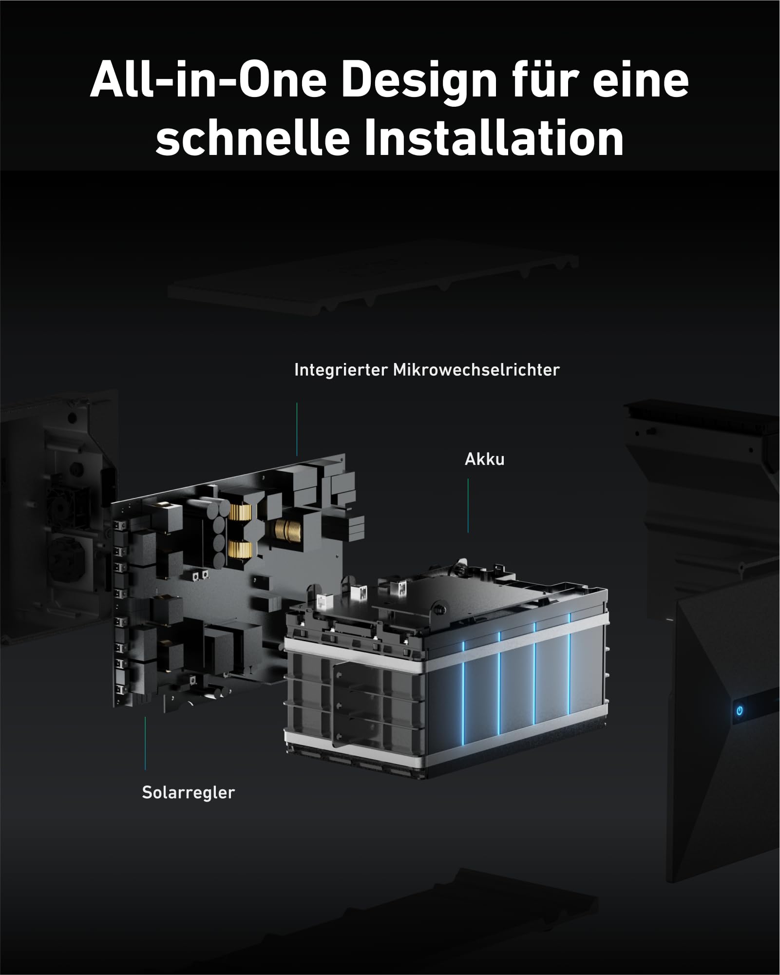 Anker SOLIX Balkonkraftwerk mit Speicher (1780W | 1600Wh), Solarbank 2 E1600 Pro (1600Wh), 4 Bifaziales Solarpanel (445W), Bodenhalterungen, 4 MPPT, 9,6kWh Kapazität, Plug & Play