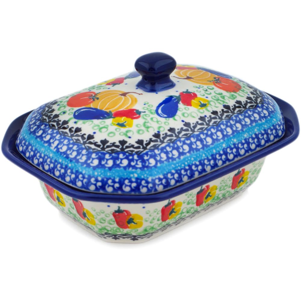 Authentic Polish Pottery Dish with Cover Signature UNIKAT in Glorious Sequence Design Handmade in Boles?awiec Poland by Ceramika Artystyczna + Certificate of Authenticity