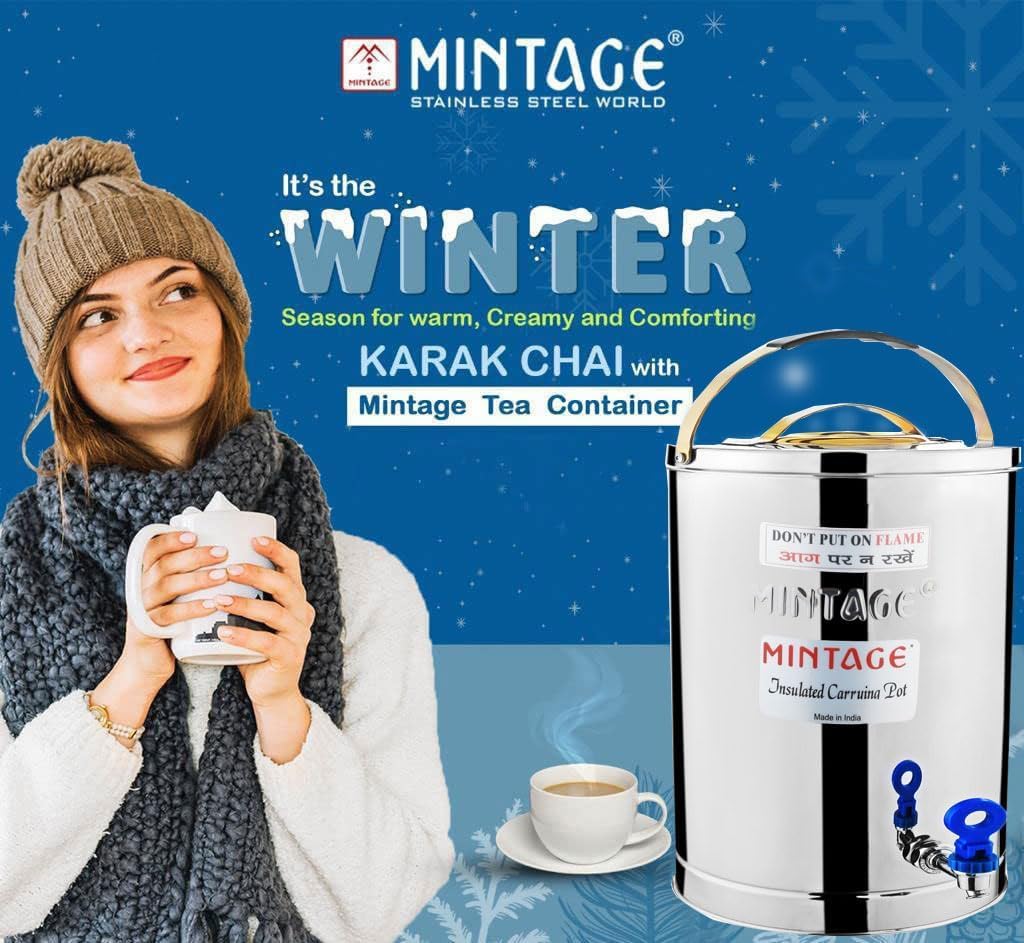 Mintage Alpine Tea Container 5 Liters Stainless Steel Insulated | Leakproof Durable | Heat Retention Lightweight | Storage Solution | Beverage Preservation | Teapot Dispenser Jar | Canteen Chai Kettle 4