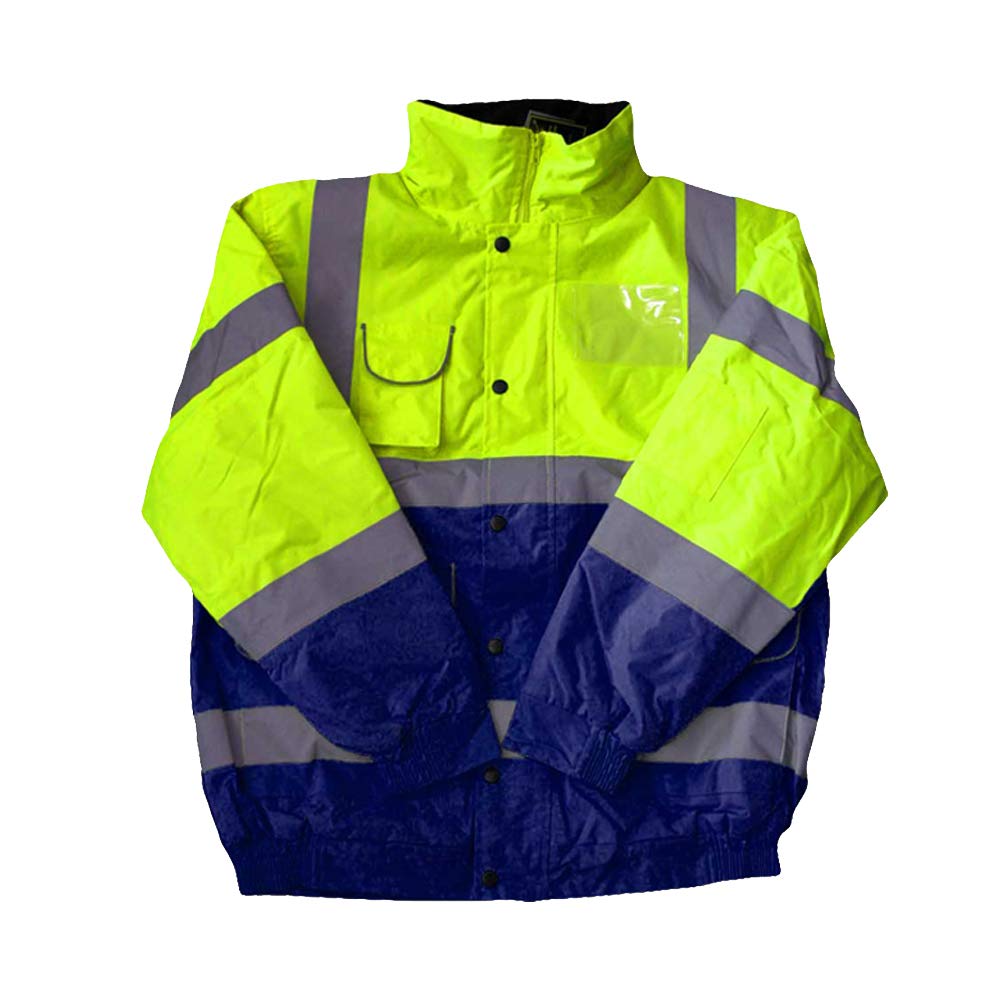 Yellow & Navy Hi Vis Bomber Jacket Reflective, Waterproof, Conforms to EN20471 Class 3, High Visibility, By Brook Hi Vis, Large