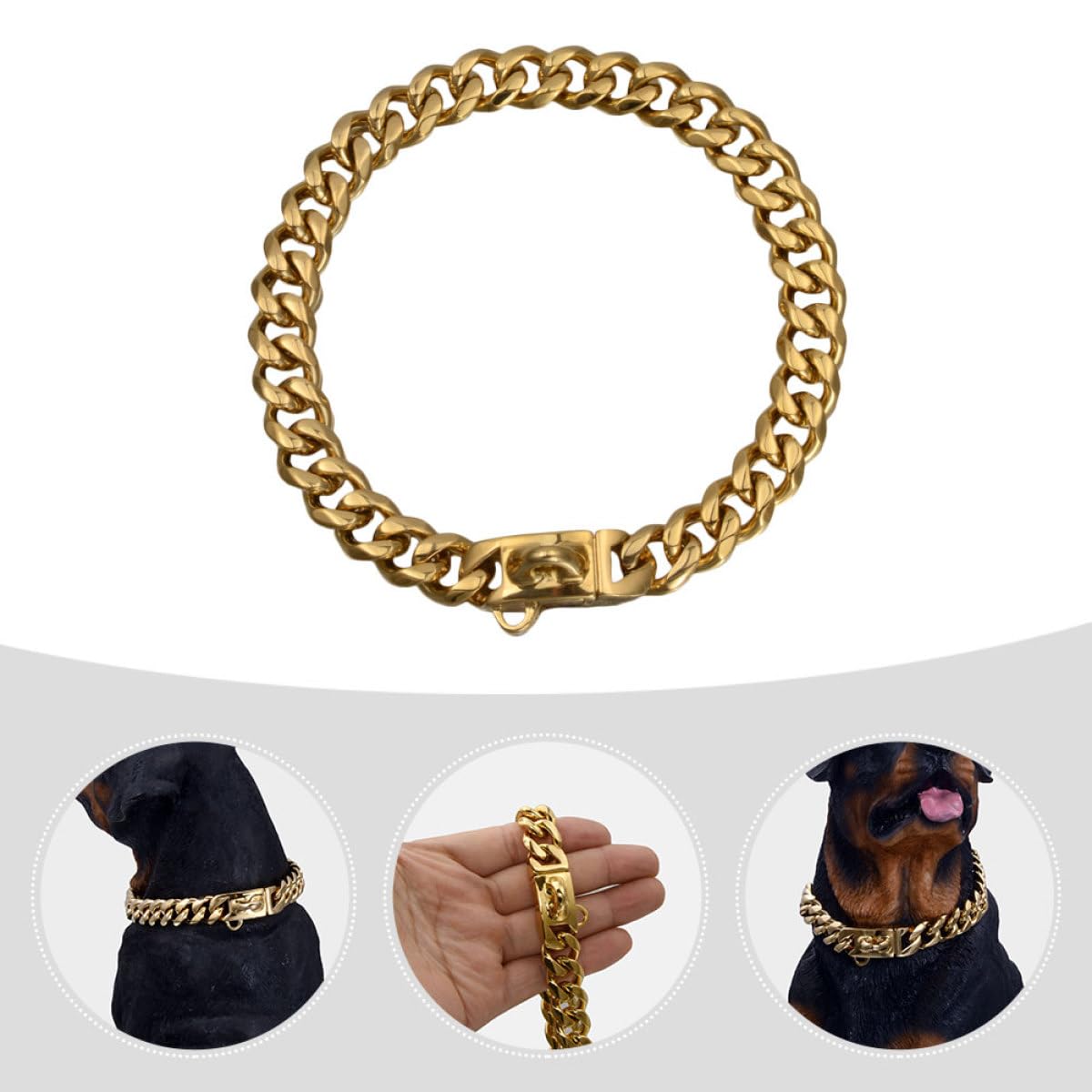 Toyvian Collar para Perros de Acero Inoxidable Resistente al Desgaste Accesorio Decorativo para Cachorros Diseño Elegante Dorado para Fiestas y Adiestramiento