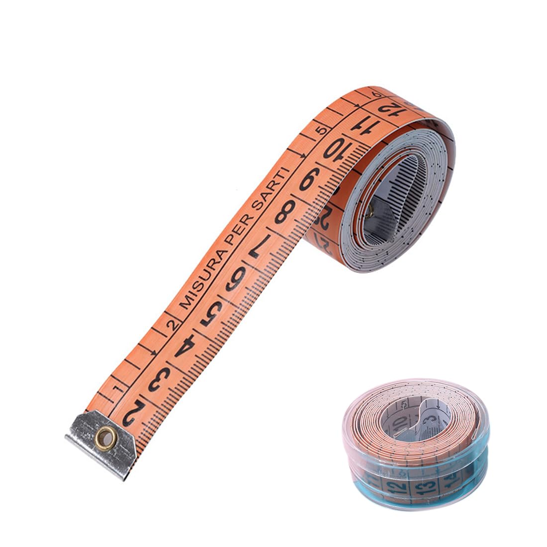 Metro Da Sarto Morbido - Centimetro 150cm Con Doppia Graduazione | Custodia Rigida | Giallo - Foto 7