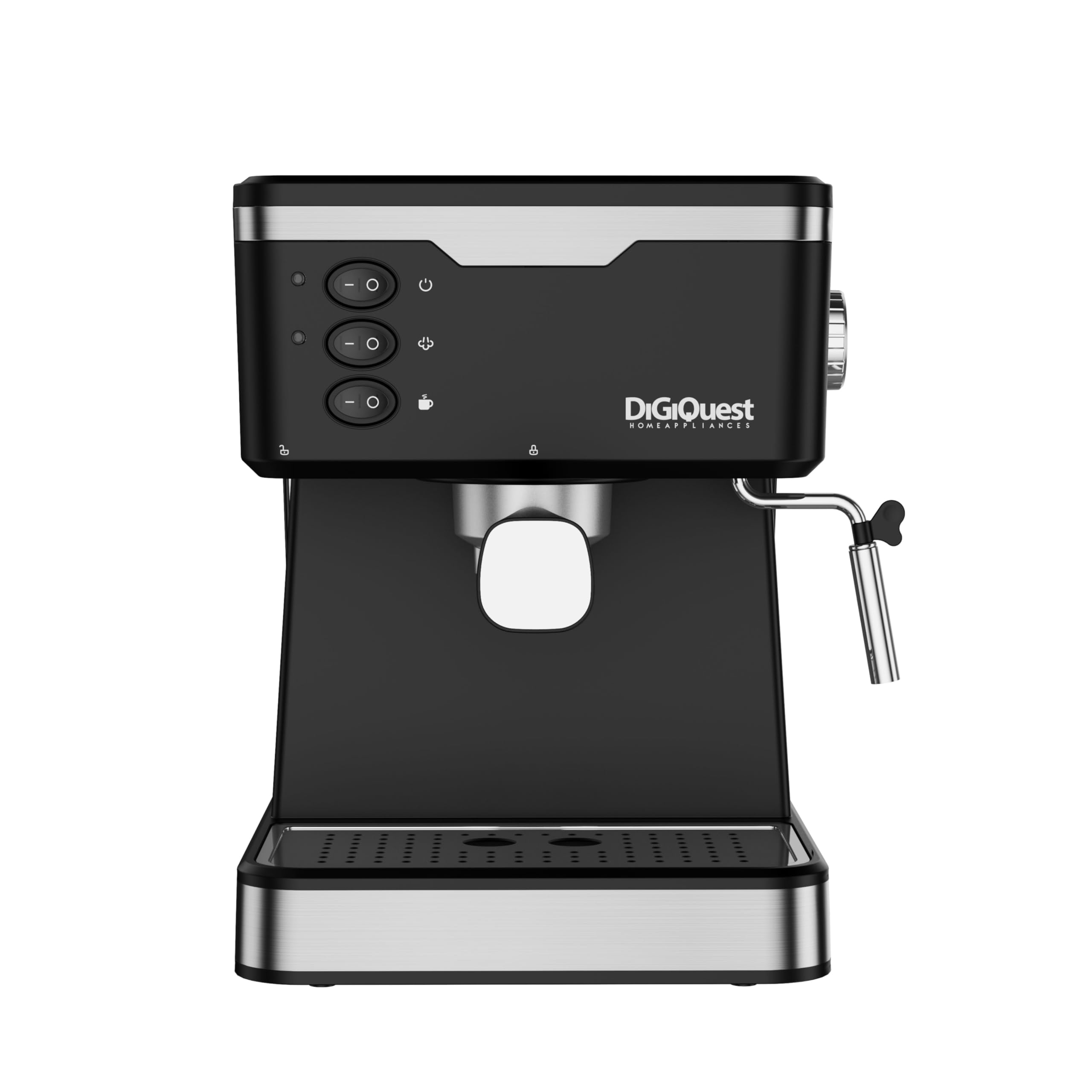 DIGIQUEST Pocia Coffy Macchina da Caffè Espresso | 20 Bar | Compatibile con Caffè in Polvere e Cialde | Funzione Cappuccino, Vapore e Acqua Calda