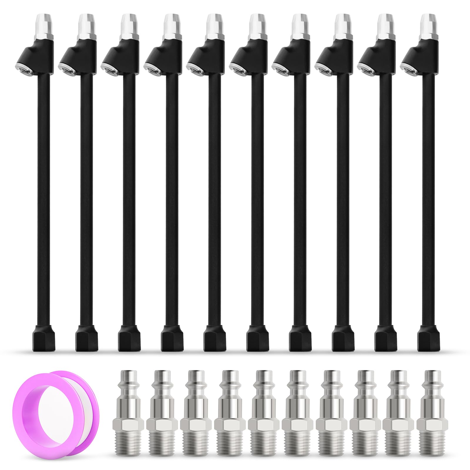 MEANLIN Measure Lot de 10 mandrins à air à double tête FNPT 1/4" - Raccord à 2 voies - Mandrin en laiton avec prise rapide pour camion, vélo, moto