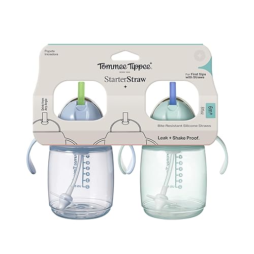 Miniatura 7 de Tommee Tippee Starter - Vaso para sorber de 10 onzas para bebés y niños pequeños, con popote con peso de silicona y asas de fácil sujeción, sin BPA,
