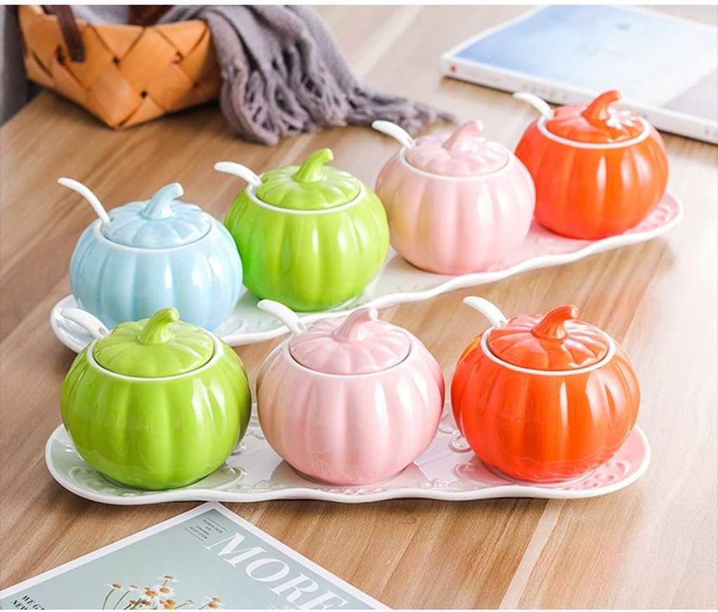 Pots à Épices Assaisonnement Box Set Ensemble De Bouteilles D'assaisonnement En Céramique Avec Plateau, Coffret D'assaisonnement, Combinaison De Pot D'assaisonnement Pour La Maison, Cuisine Pots à Sel