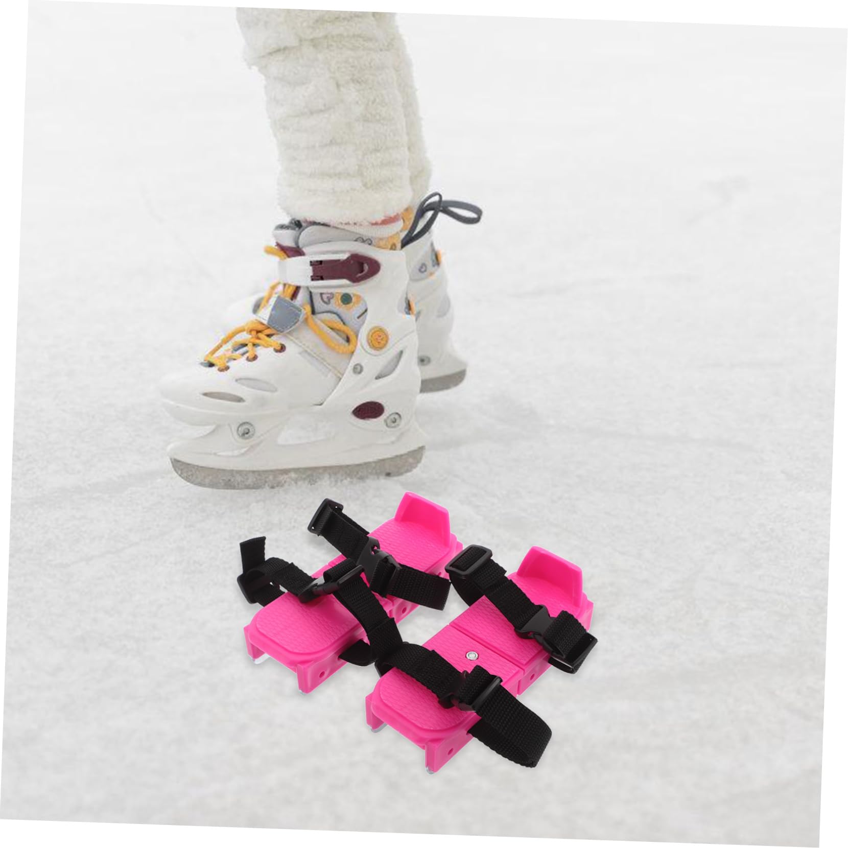 BESTonZON Scarpe da Pattinaggio sul Ghiaccio Colore Rosa per Bambini Principianti Regolabili Design Facile Pp e Metallo, Adatte per Terreni Innevati e Piste di Ghiaccio