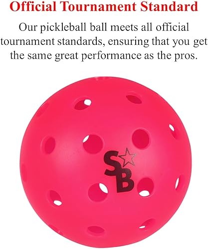 Miniatura 4 de SB Bolas de pickleball - Paquete de 6 unidades, paquete de 12 unidades, bolas de pickleball Supra-40 agujeros para exteriores, fabricadas según el