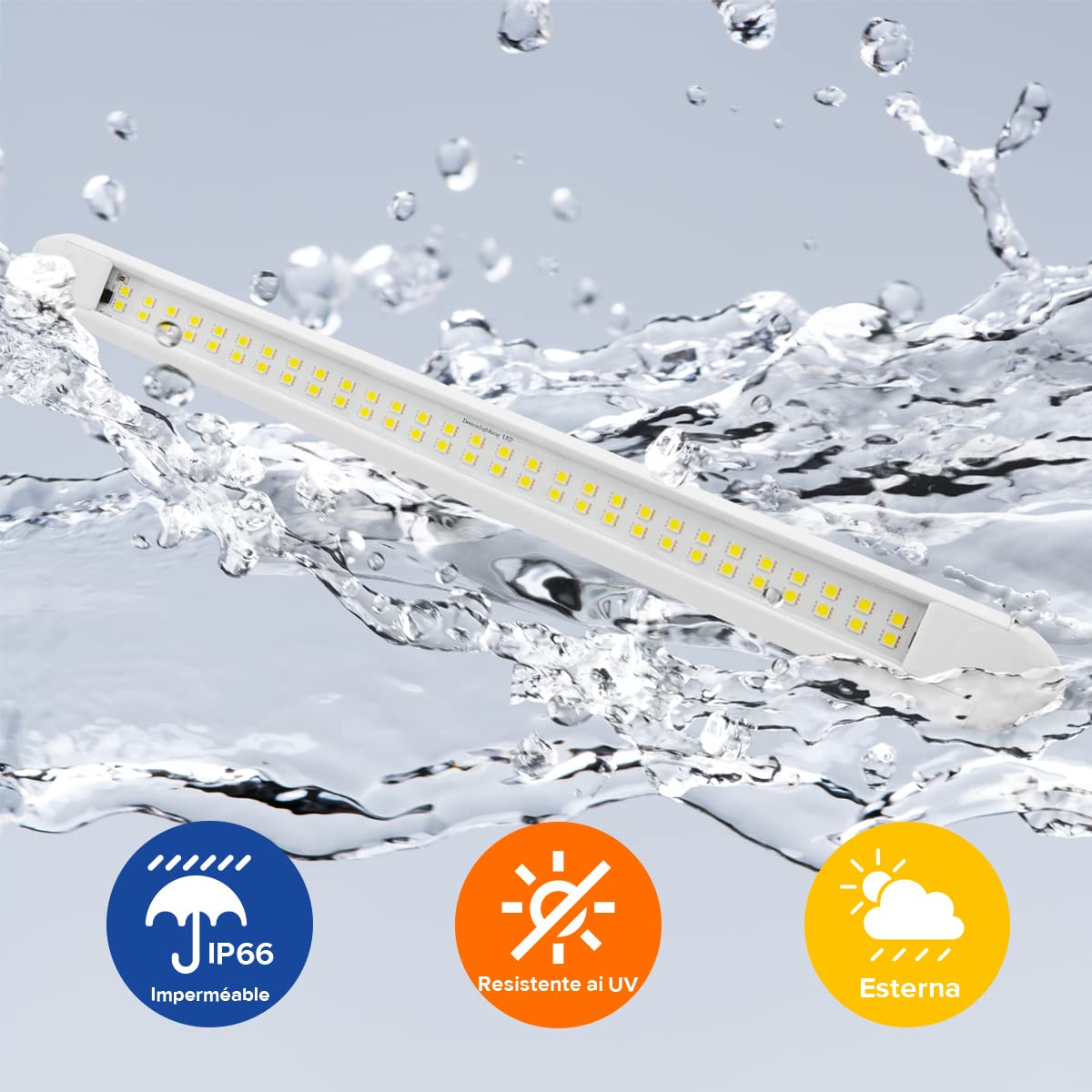 Tubo a LED Veranda 12V Lampada Camper Esterno IP66 Alluminio 550MM