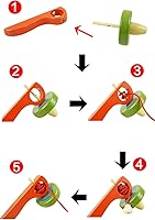 Vista 2 de FQStech - Giroscopio de madera giratoria con mango y alambre de cuerda de tracción, puede durar mucho tiempo, color al azar