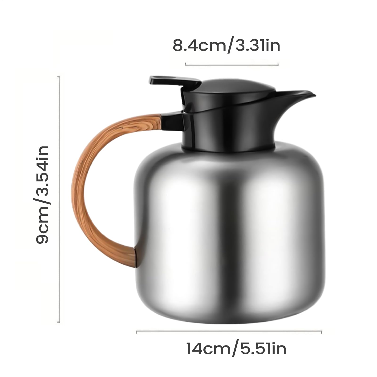 Jarra De Café Térmica 2L Aislamiento Al Vacío | Jarra De Café De Gran Capacidad Para Mesilla De Noche Para Hogar, Oficina, Apartamento, , Restaurante, Acampada, , Té,
