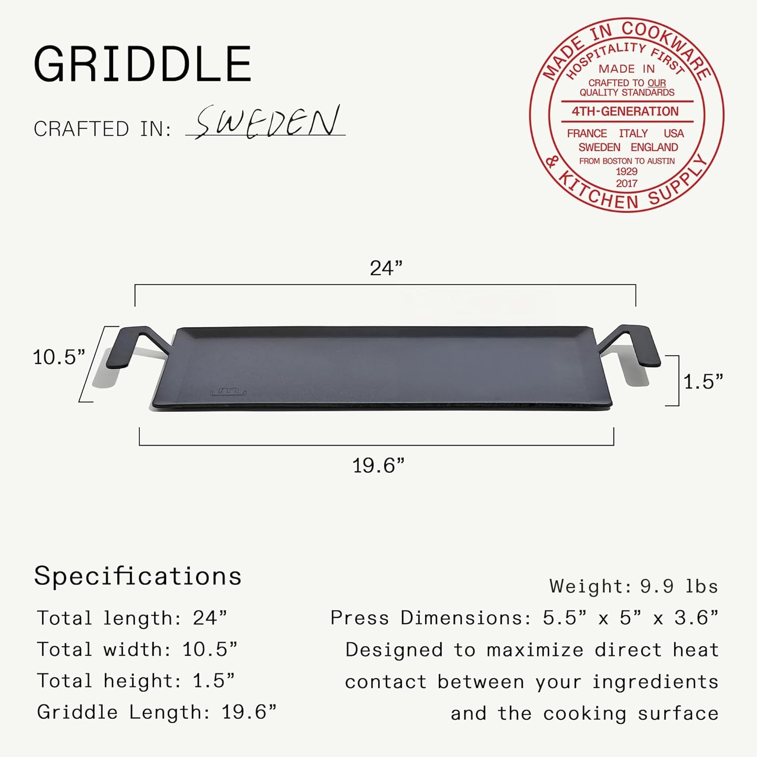 Made In Cookware - Carbon Steel Griddle - Professional Cookware - Crafted in Sweden - Induction Compatible — Amazon image 3