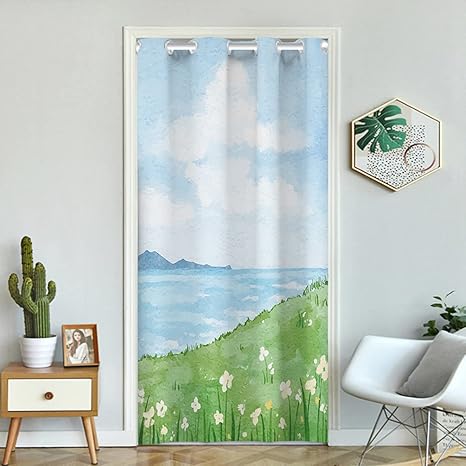 Amazon Co Jp Adsns 間仕切りカーテン のれん スタイル ロング 夏 1 180cm 断熱 冬 防寒 ドアカーテン おしゃれ 部屋 仕切り 遮光 脱衣所 目隠し カーテン 遮像 つっぱりカーテン ハトメ 葉柄 フラワー 玄関 廊下 収納スペース サイズ 出入り口 寝室用 ホーム