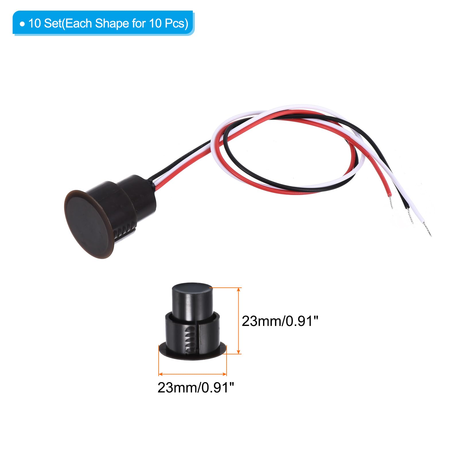 PATIKIL Magnético Reed Interruptor, 10 Paquete NO NC Cableado Empotrado Puerta Sensor Ventana Contacto Interruptor para Alarma Sistema, Marrón