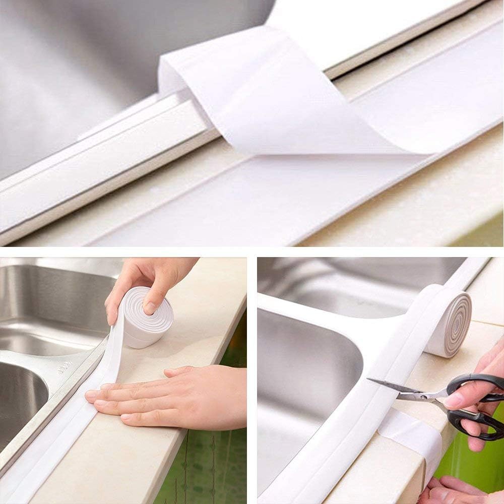 Caulk Tape PVC Self Adhesive Strip for Bathtub Bathroom Shower Toilet Kitchen and Wall Sealing 11 Ft Length (38 mm 4 Pack, White) : Industrial & Scientific
