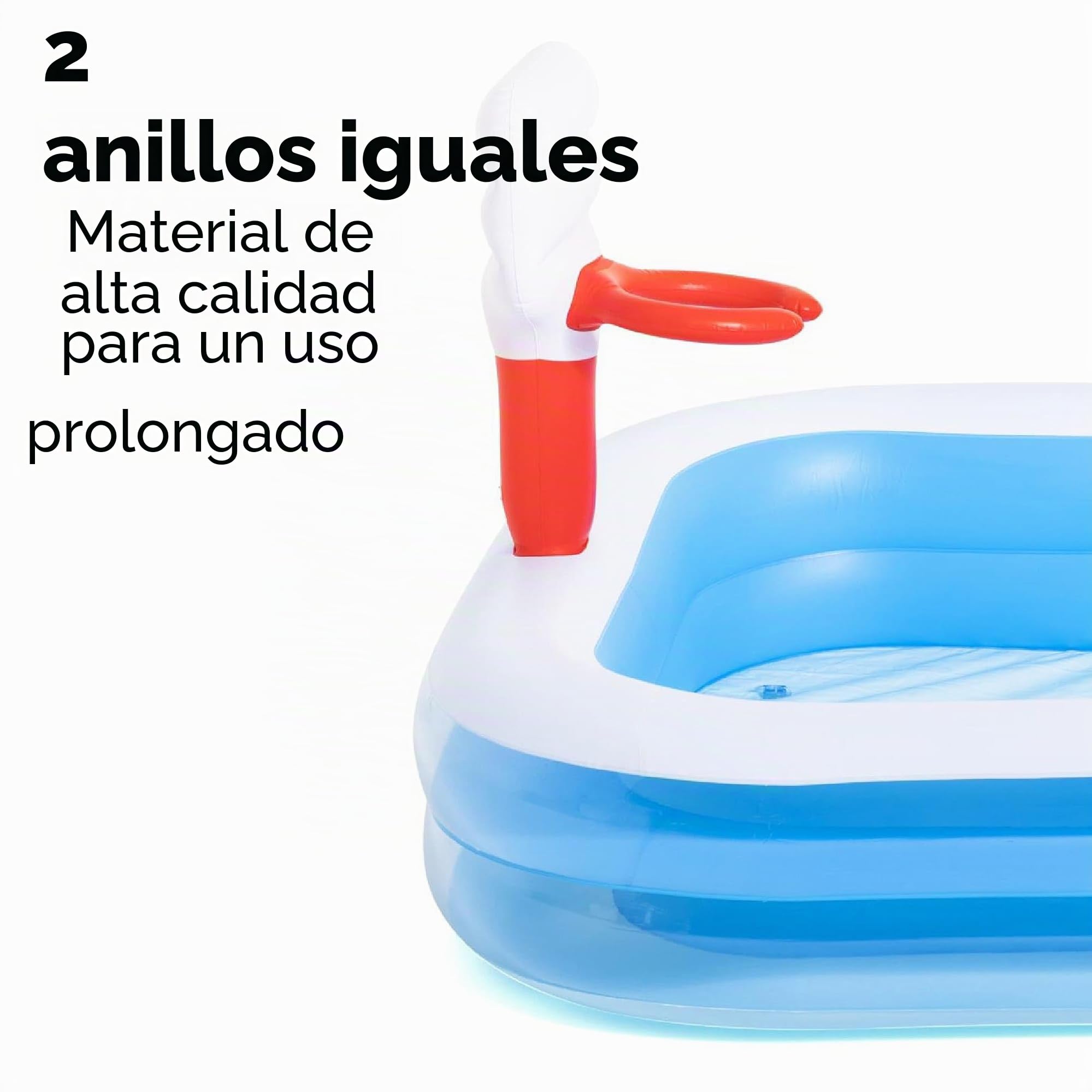 Piscina rectangular Blanco Y Azul Hinchable Infantil con Canastas Baloncesto Bestway Basketball 254x168x102 cm