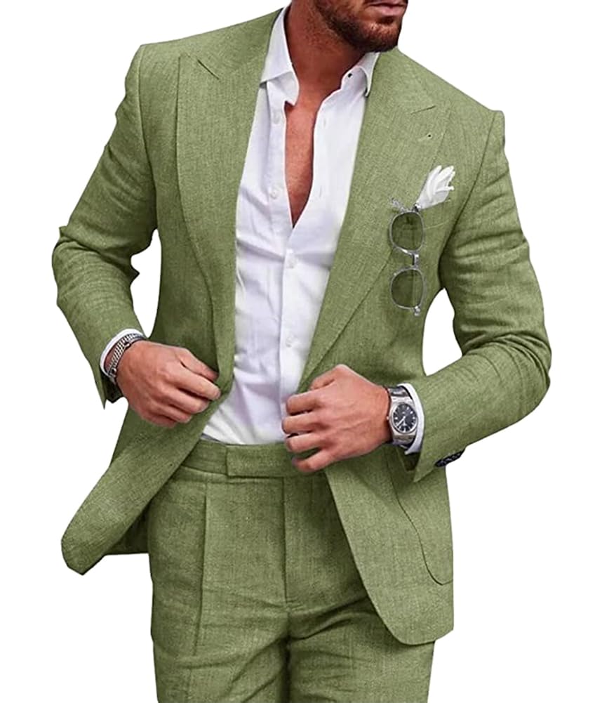Abito Completo da Uomo Classico Tinta Unita Abito a Maniche Lunghe 2 Pezzi Abiti da Lavoro Formali Blazer e Pantaloni Chic Risvolto Blazer Sets per Matrimoni e Affari