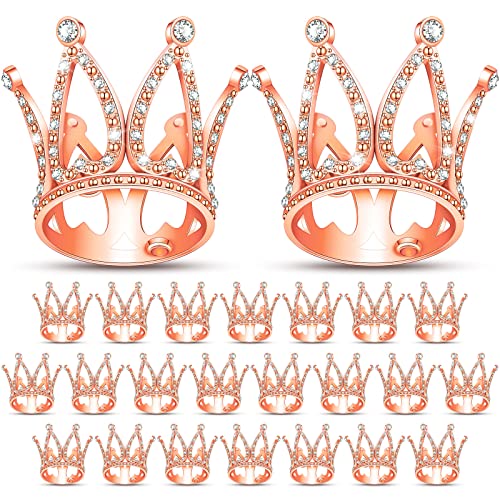 Yulejo 24 Pcs Crown Cake Topper Mini Baby Crown Tiny Queen, Rose Gold