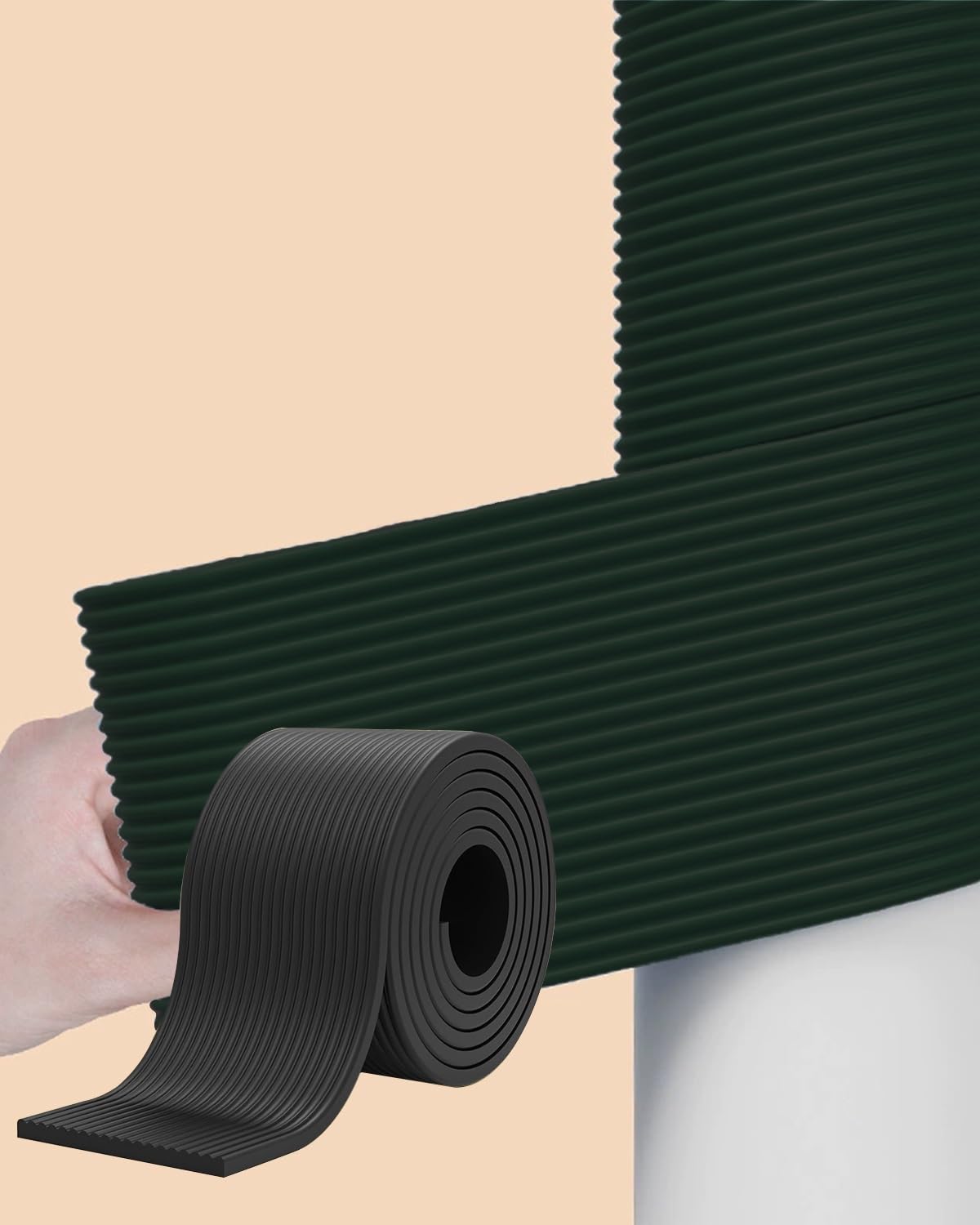 Wrap Around Pole Padding for Dance Poles, Garage Door Safety Pads with Adhesive Backing, Edge Protection Strips for Furniture - Black, 2 Pack, Durable & Shock Absorbent