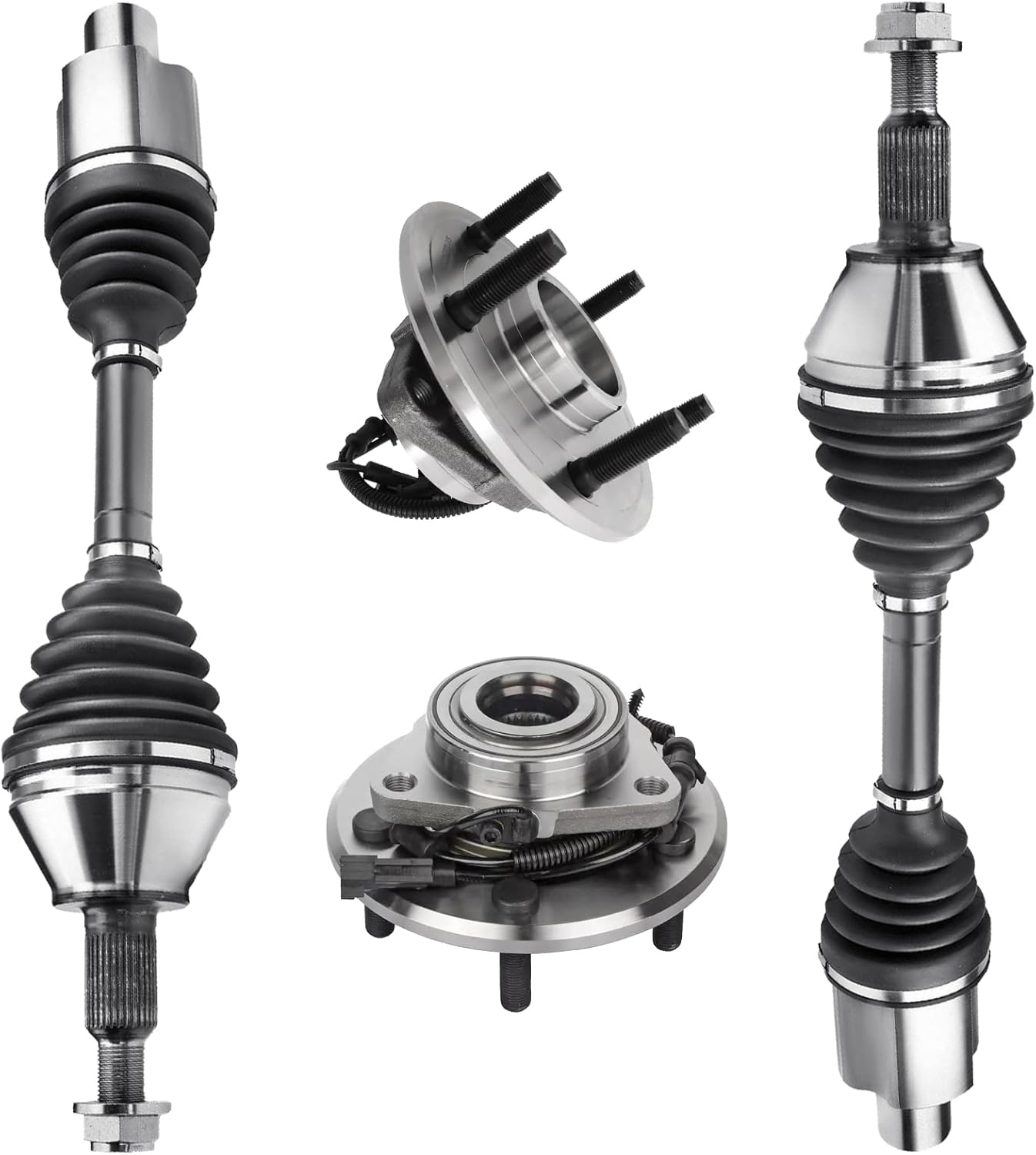 [4WD Models] Front Driver and Passenger CV Axle and Front Wheel Bearing Hub Assembly Compatible with 2012 2013 2014 2015 2016 2017 2018 Dodge Ram 1500, 2019 2020 Ram 1500 Classic Assembly