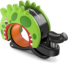 toptrek Kids Bike Bell, Aluminum Alloy Bicycle Bells with 95dB Loud Sound, Waterproof Green Dinosaur Bike Bells Horn fits 22.2-25.4mm Handlebars for Girls Boys Kids Bike Balance Scooter Tricycle