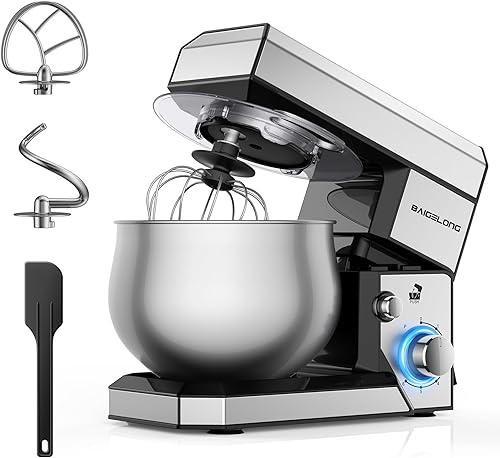 Batidora de pie, pequeña batidora eléctrica de alimentos de 5.3 cuartos de galón, batidora de alimentos de cabeza inclinable con lavavajillas,