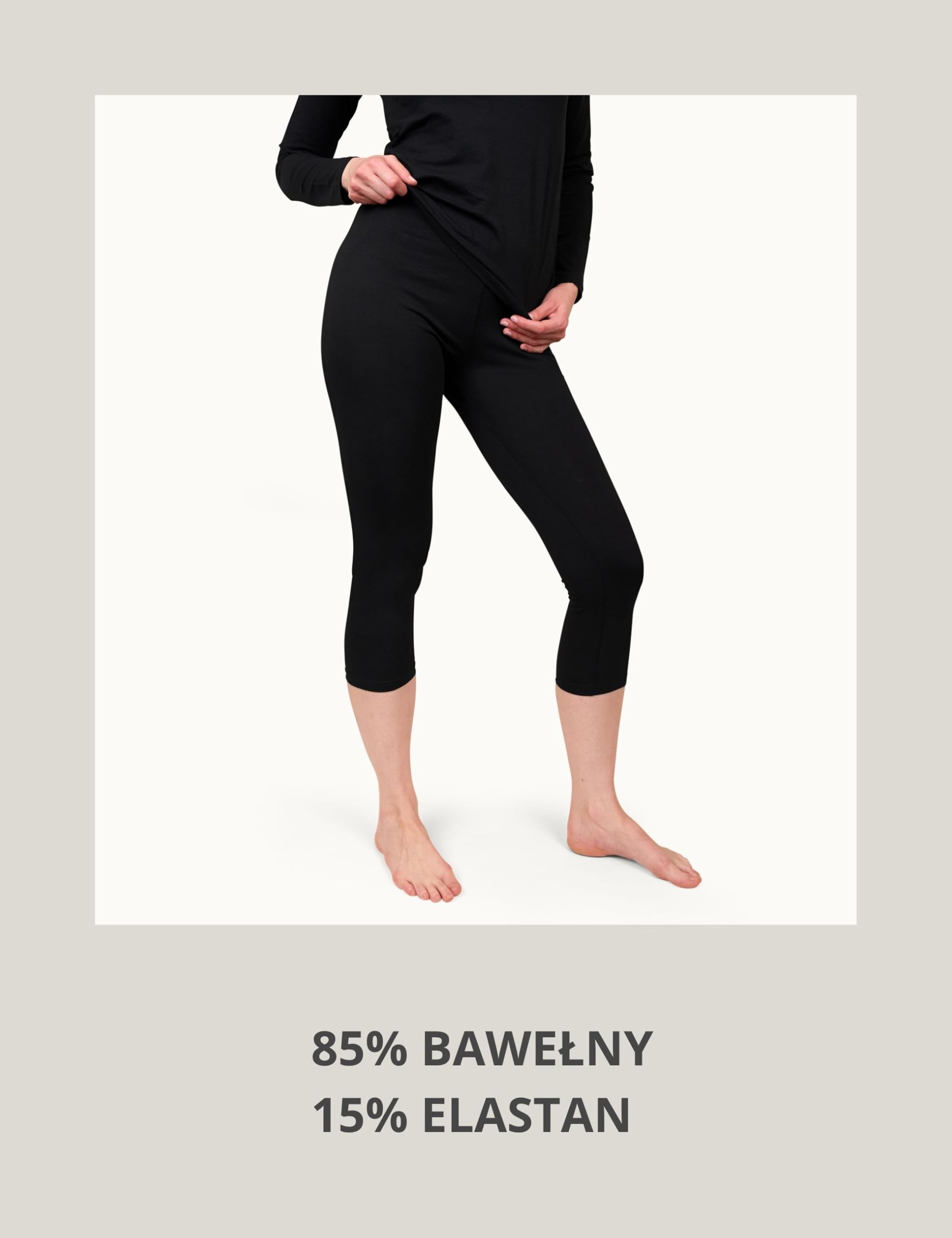 Basic Treasure 1 para legginsów Capri Damen 3/4, wysoka talia Fitnesshose Gym 3/4, 95% Baumwolle, Kurze Legginsy, Blickdichte Yogahose ¾