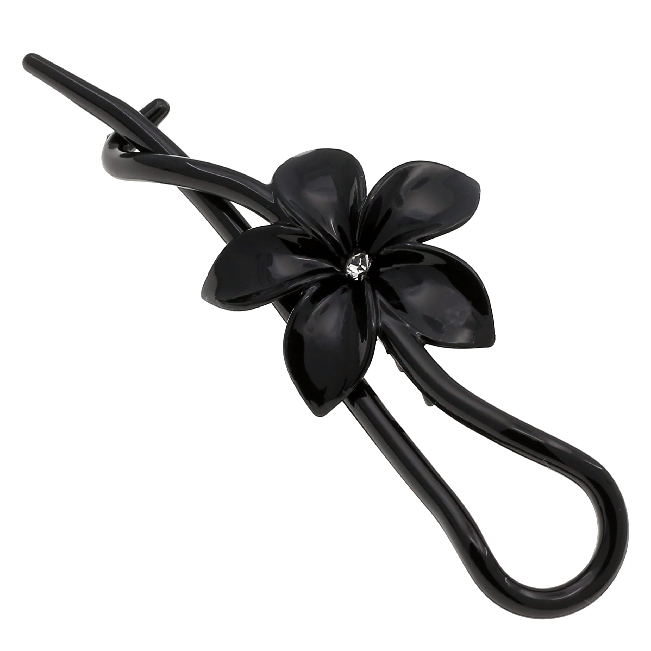 Camila Paris CP1593 Französische Haarspange für Mädchen, Blume, schwarz, keine Metallteile, starker Halt, Haarspangen für Frauen, rutschfest, Haarschmuck für Mädchen, hergestellt in Frankreich