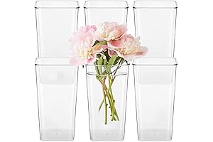 6 Pcs Acrylic Flowers Vase | Square Tapered Clear Vases for Unique...