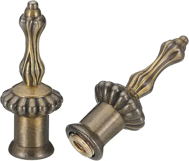 PATIKIL Green Brass Lamp Finials - 2-Pack Zinc Alloy Decorative Caps for Lamp Shades