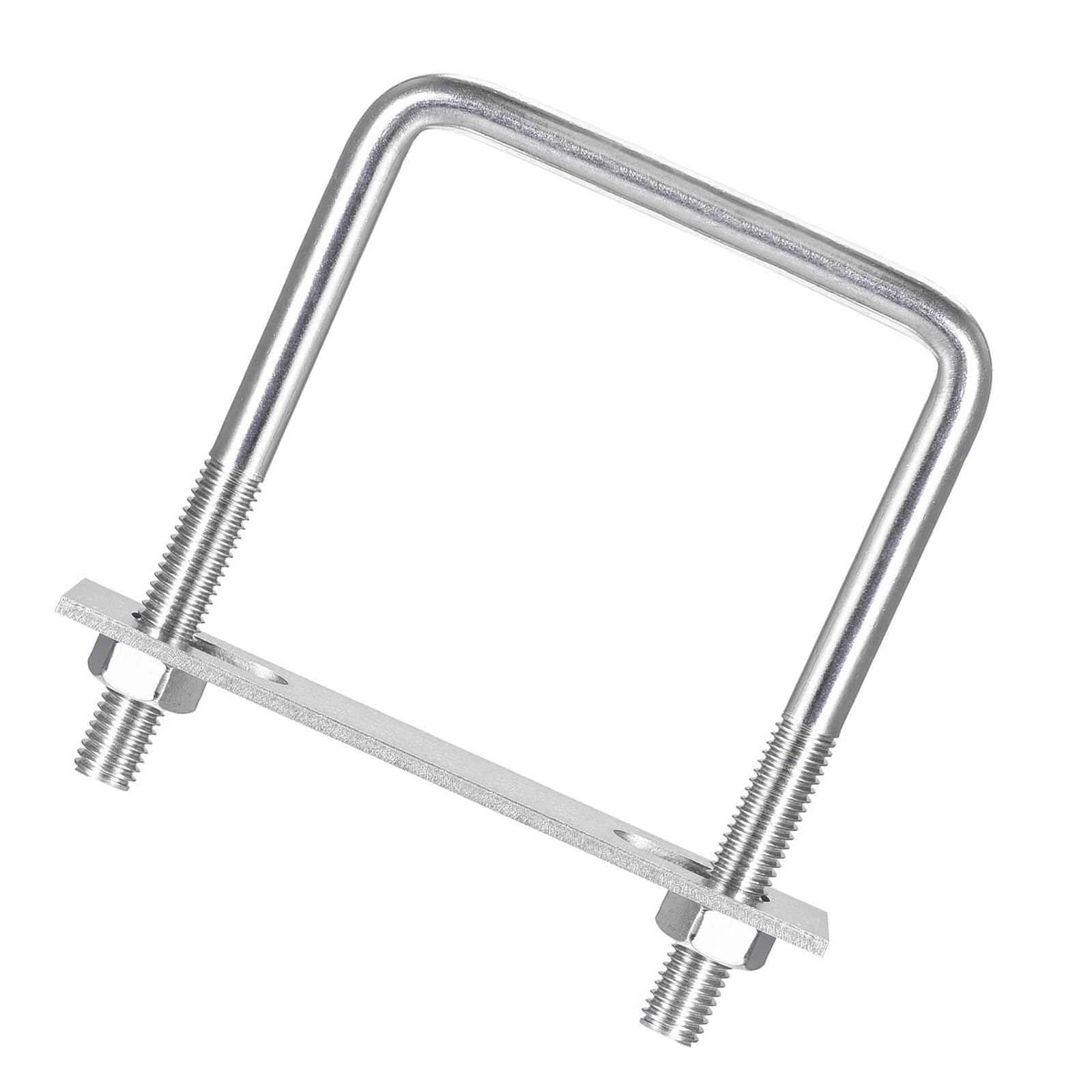Unifizz Square U-Bolt,2 Set 304 Stainless Steel M10 U Bolts 90mm(3.62") Inner Width 110mm Length with Nuts and Frame Plate for Automobiles Boat Trailer