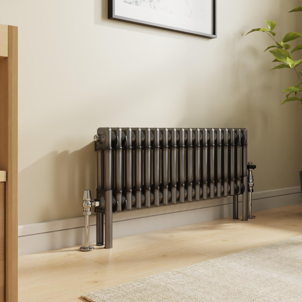 NRG 300 x 830mm Raw Metal Cast Iron Double Column Horizontal Radiator