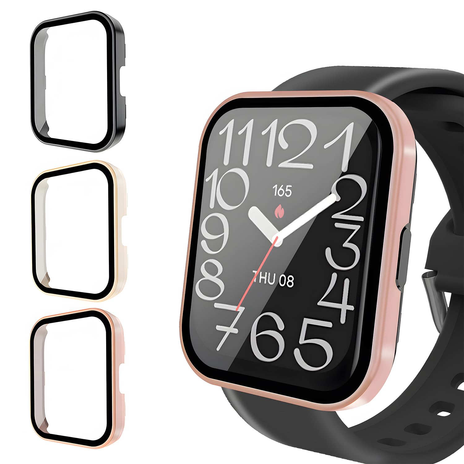 Diruite 3 Piezas Funda para Amazfit Bip 5 Unity Protector Pantalla Cristal Templado Incorporado,HD Protección Completa PC Dura Estuche Protector para Amazfit Bip 5 Unity Case