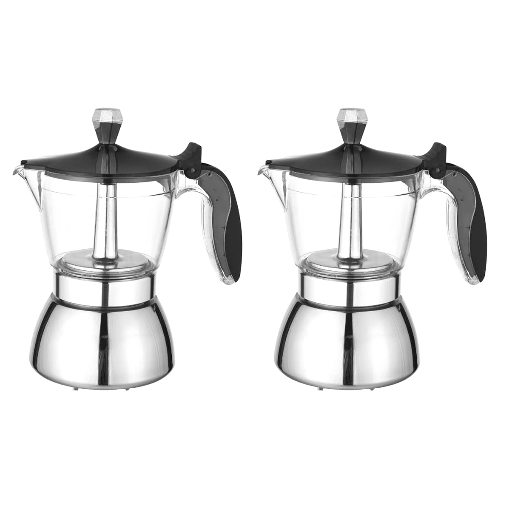 GOSIA 2X Olla Moka, Cafetera Espresso de 4 Tazas en la Estufa, Cafetera Cubana con Percolador, Cafetera Espresso Premium Moka