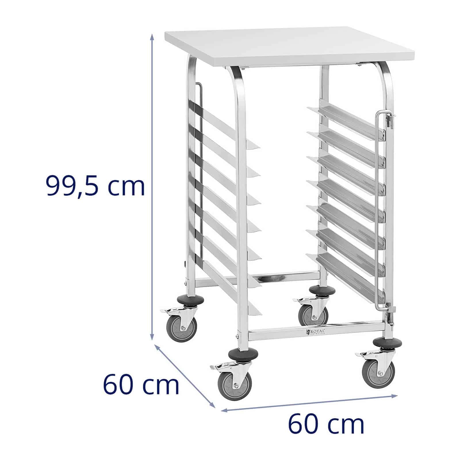 Royal Catering RCTW 7 TB Carrello portavassoi - 7 ripiani + appoggio - Acciaio inox - Royal Catering