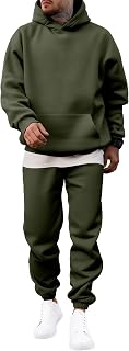 JMIERR Men's 2-Piece Fleece-Lined Hoodie & Jogger Tracksuit Set - Cozy Cotton Blend Sweatsuit for Workouts & Casual Wear