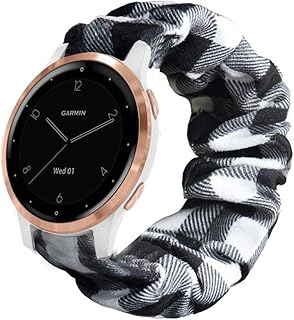 200Pcs Compatible for Garmin vivoactive 4S Band, Blueshaw Fabric Elastic Scrunchie Elastic Watch Band Women Cute Replacement Straps for Garmin vÃ­voactive 4S 40mm Smartwatch/Vivomove 3S Smartwatch (Grid)