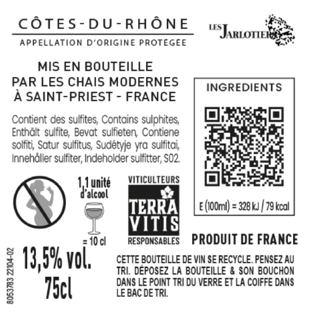 Les Jarlotiers - AOP Côtes du Rhône - Vin Blanc - 6x75cl