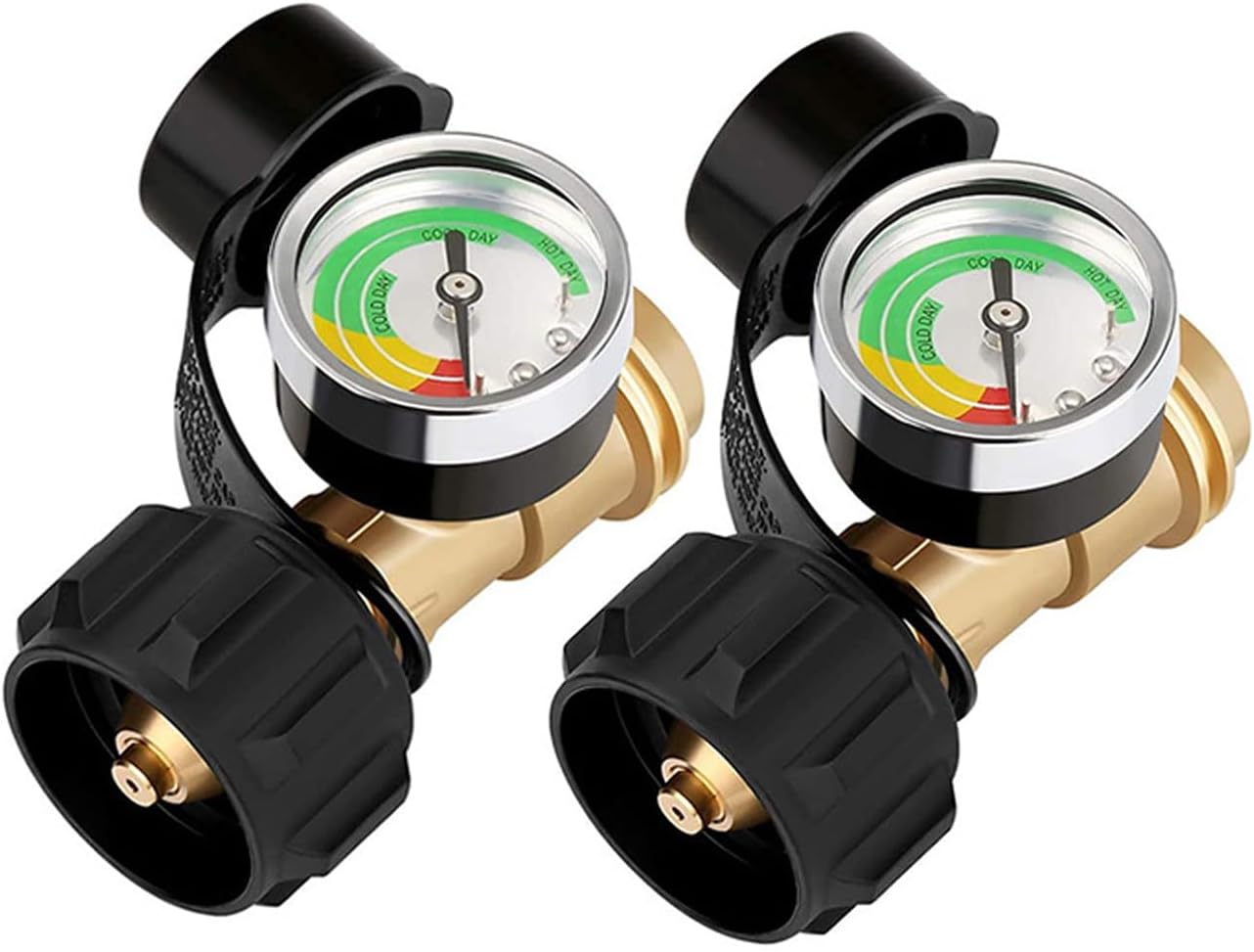 2 PCS Propane Tank Gauge 3 Colors Coded Strong Sealing for Gas Grill, Heater, Camp Stove, Lantern, Tabletop Grill, QCC1/Type 1 Connection