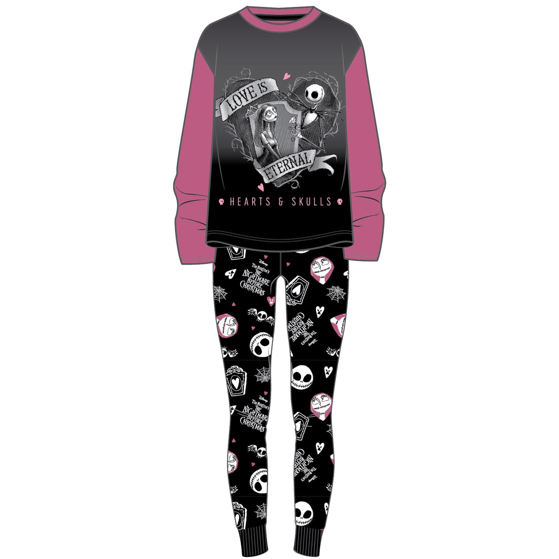 Disney Ladies Pyjamas Set – 100% Cotton – Beetlejuice, Stitch & Angel, Nightmare Befor...