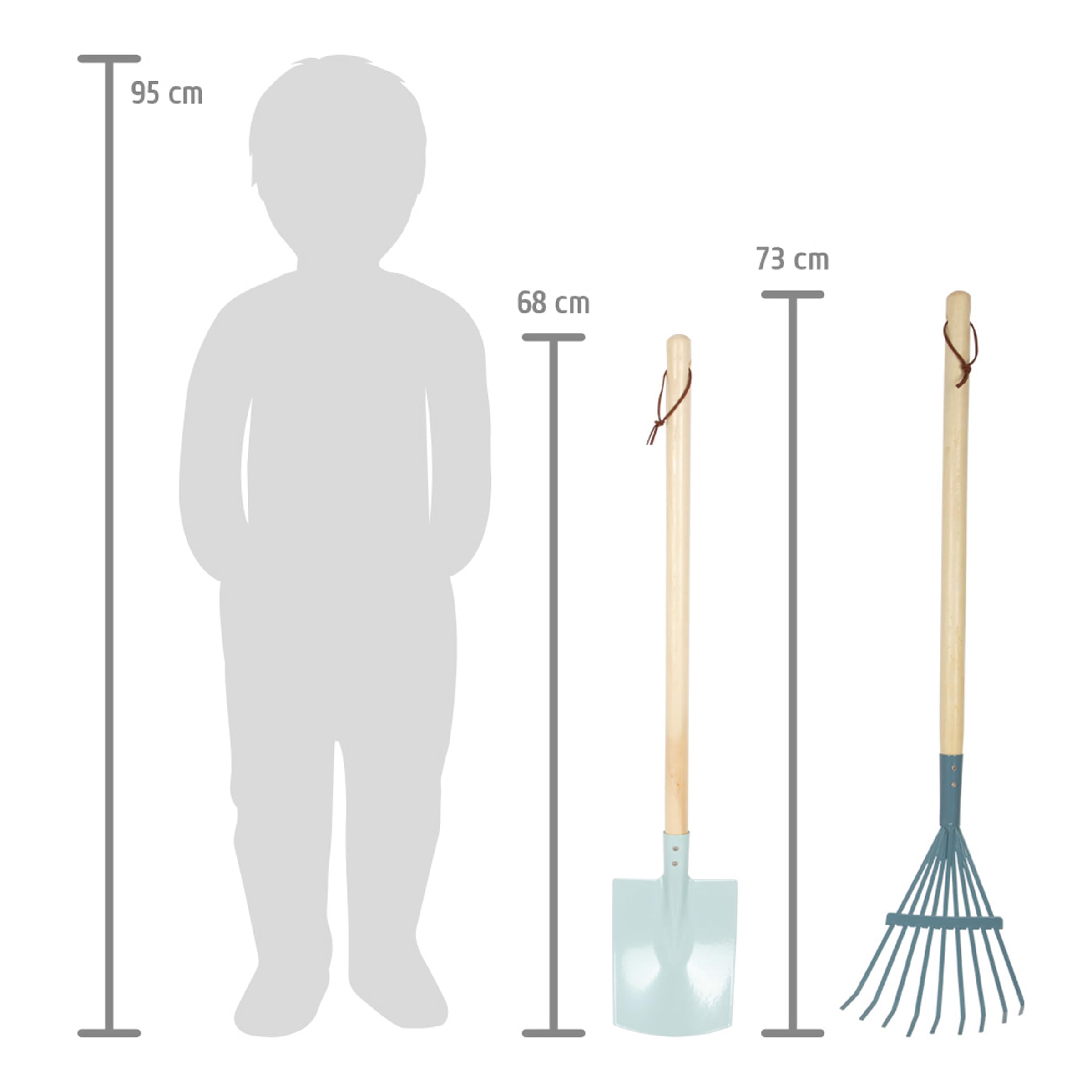 small foot Gartenwerkzeug-Set aus Holz und Metall, Gartenspielzeug für Kinder ab 3 Jahren in modernen Farben, 12389, Rot, Blau, Grün, Gelb