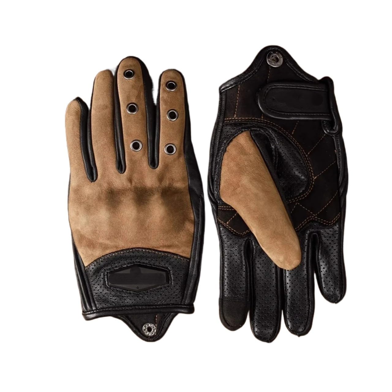 Genérico Compatible con Guantes de Montar de Cuero Vintage MR Motor | Armadura antiarañazos for hombres mujeres verano senderismo escalada ATV