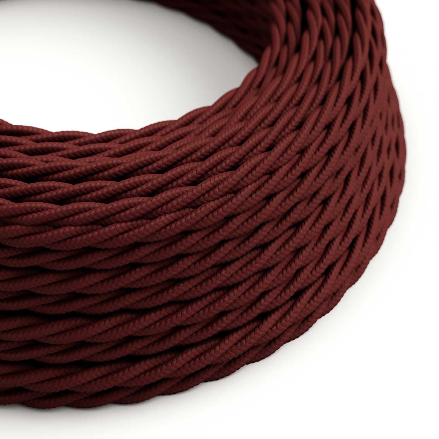 Creative-Cables L'originale cavo elettrico rivestito in tessuto 3 x 0,75 mm² (10 m, Bordeaux TM19) – Trecciato, effetto seta – Sicurezza certificata, made in Italy