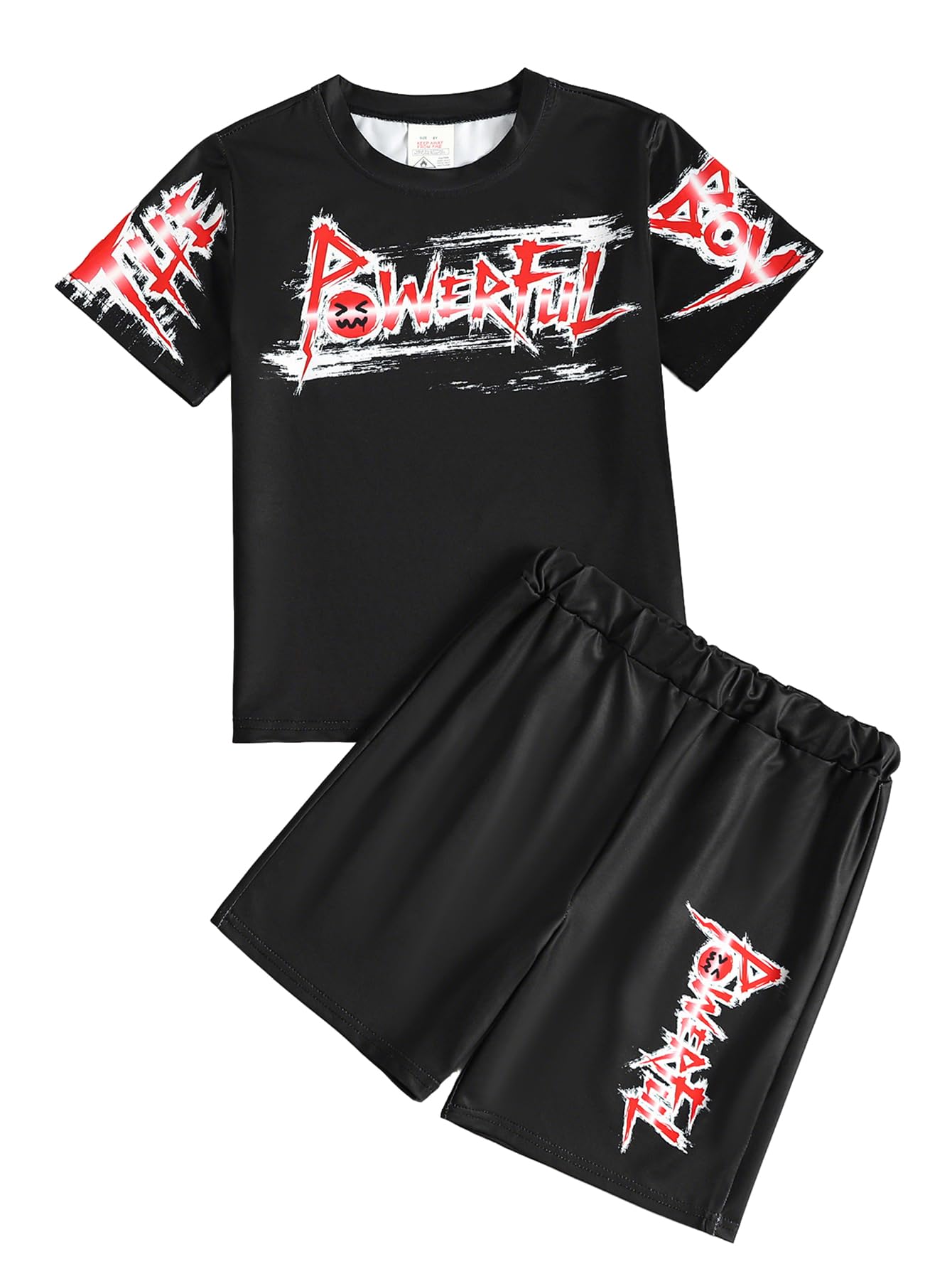 Conjunto deportivo transpirable de verano para niños, camiseta de manga corta con cuello redondo y pantalones cortos casuales para jugar a diario - 2
