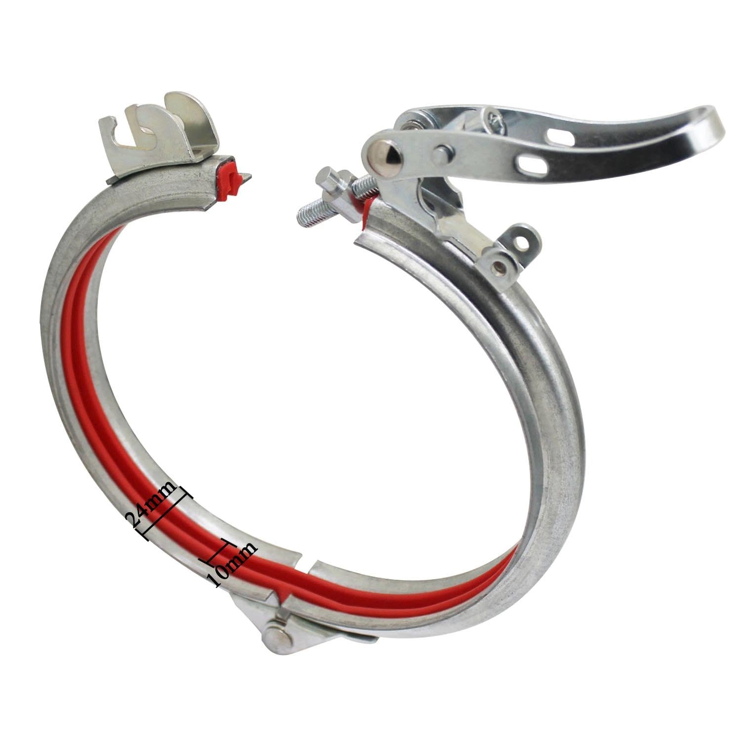 Abrazadera ducto aire cierre union tubos acero inoxidable para tubo de escape inox tubería abrazadera de liberación rápida metálica cierre ballesta para bidón con tapa (ID200mm)