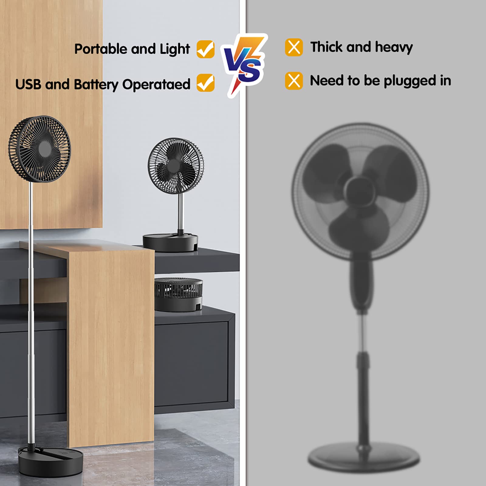 Buy 8" Portable Rechargeable Fan, 10000mAh Battery Operated Oscillating