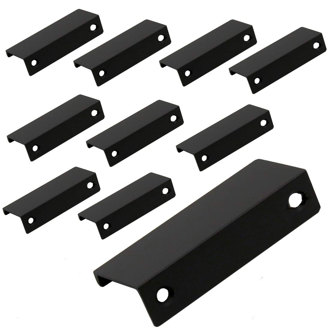 LC LICTOP80mm/3.15" Black Mount Finger Edge Pull Concealed Handle for Home Kitchen Door Drawer Cabinet(10Pcs)