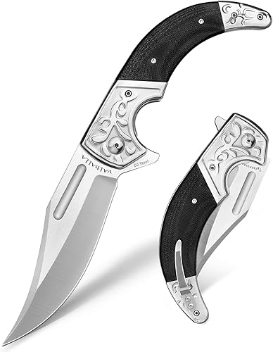 VALHALLA Cuchillo de bolsillo, cuchillo plegable de acero D2 de 3.7 pulgadas, cuchillo de bolsillo para hombres con mango G10, regalos para hombres